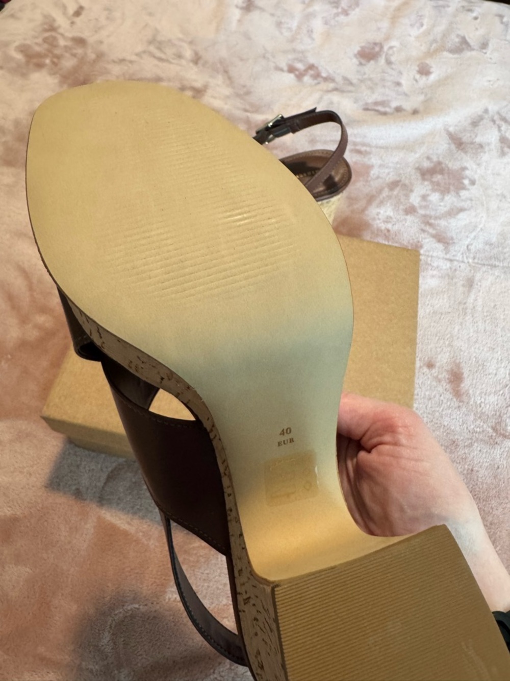 NEW IN BOX NIB Anthropologie Cross Strap Platform Wedges, Brown, Size 40/9.5 - Picture 5 of 6
